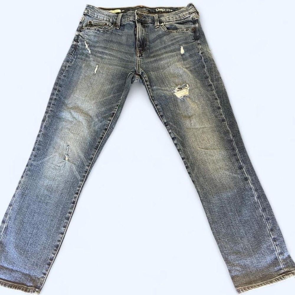 Grunge Distressed IndieSleaze Y2K Retro Girlfriend Jeans -Gap 1969 Med Wash 28r